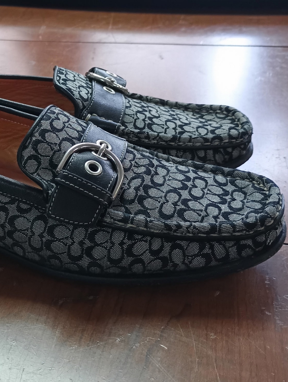 Coach Monogram Canvas Flats in Black and Tan - Picture 2 of 5